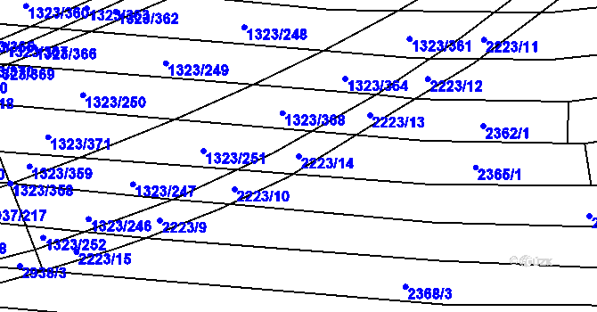 Parcela st. 2223/14 v KÚ Černovice, Katastrální mapa