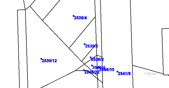 Parcela st. 2539/3 v KÚ Černovice, Katastrální mapa