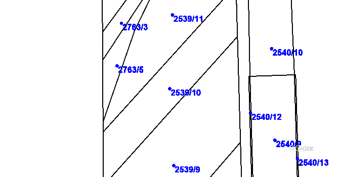 Parcela st. 2539/10 v KÚ Černovice, Katastrální mapa