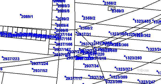 Parcela st. 2937/32 v KÚ Černovice, Katastrální mapa