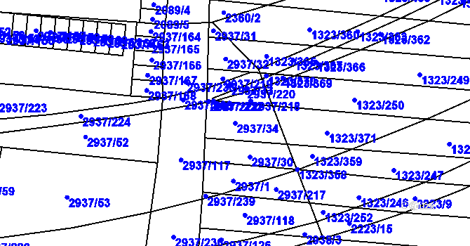 Parcela st. 2937/34 v KÚ Černovice, Katastrální mapa