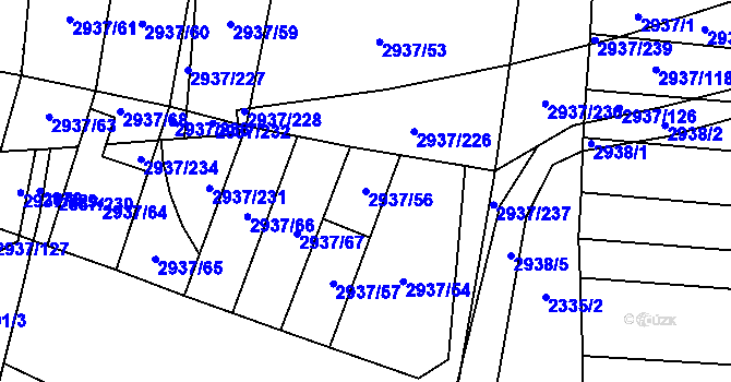Parcela st. 2937/56 v KÚ Černovice, Katastrální mapa