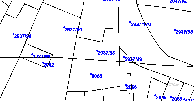 Parcela st. 2937/93 v KÚ Černovice, Katastrální mapa