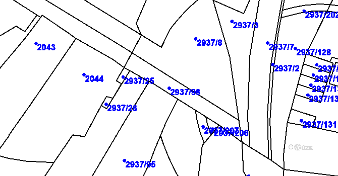 Parcela st. 2937/98 v KÚ Černovice, Katastrální mapa