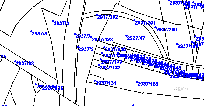 Parcela st. 2937/134 v KÚ Černovice, Katastrální mapa