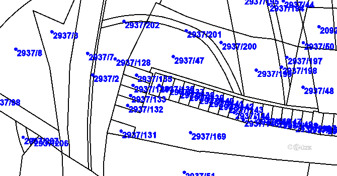 Parcela st. 2937/137 v KÚ Černovice, Katastrální mapa