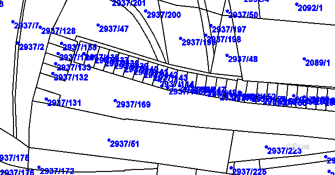 Parcela st. 2937/145 v KÚ Černovice, Katastrální mapa