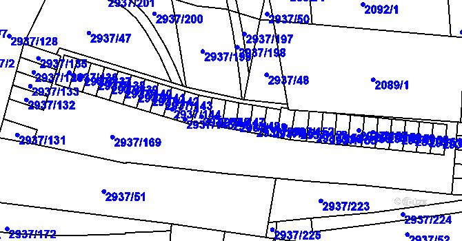 Parcela st. 2937/148 v KÚ Černovice, Katastrální mapa