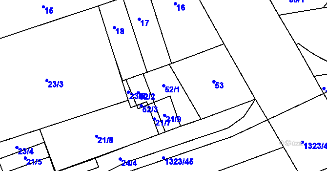 Parcela st. 52/1 v KÚ Černovice, Katastrální mapa