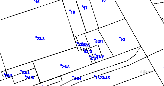 Parcela st. 52/2 v KÚ Černovice, Katastrální mapa