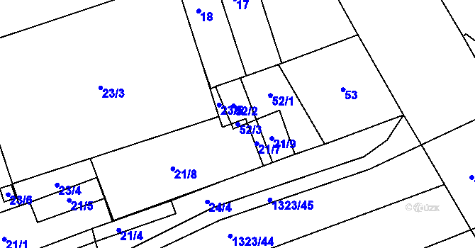 Parcela st. 52/3 v KÚ Černovice, Katastrální mapa