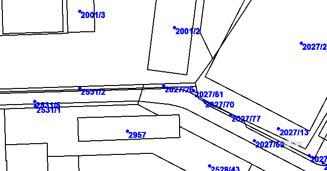 Parcela st. 2027/26 v KÚ Černovice, Katastrální mapa