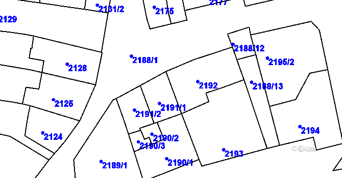 Parcela st. 2191/3 v KÚ Černovice, Katastrální mapa