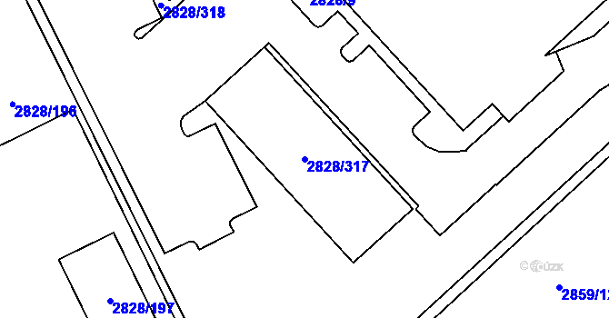 Parcela st. 2828/317 v KÚ Černovice, Katastrální mapa