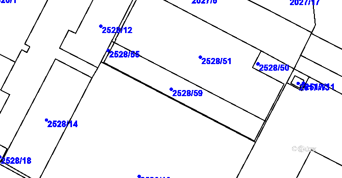 Parcela st. 2528/59 v KÚ Černovice, Katastrální mapa