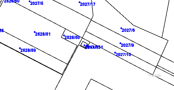 Parcela st. 2517/11 v KÚ Černovice, Katastrální mapa