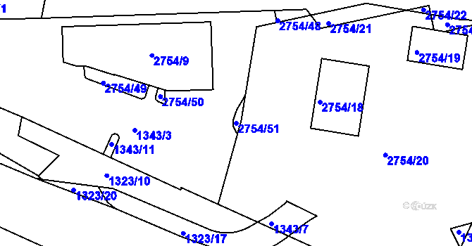 Parcela st. 2754/51 v KÚ Černovice, Katastrální mapa