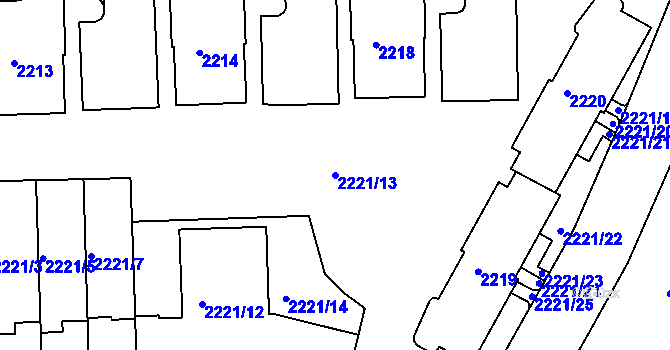 Parcela st. 2221/13 v KÚ Černovice, Katastrální mapa