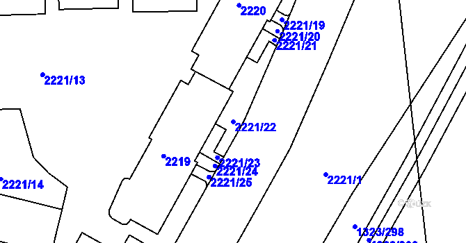 Parcela st. 2221/22 v KÚ Černovice, Katastrální mapa