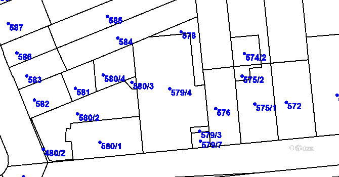 Parcela st. 579/4 v KÚ Černovice, Katastrální mapa