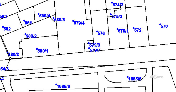 Parcela st. 579/3 v KÚ Černovice, Katastrální mapa
