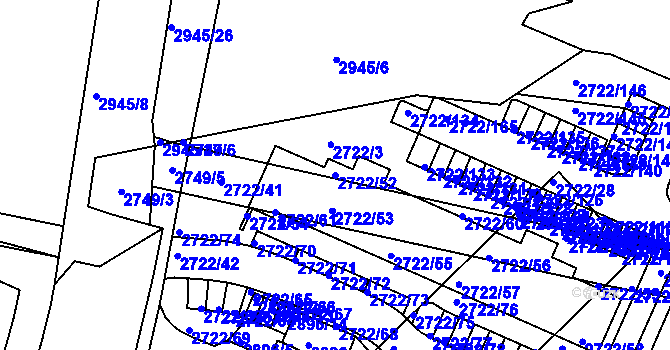 Parcela st. 2722/52 v KÚ Černovice, Katastrální mapa