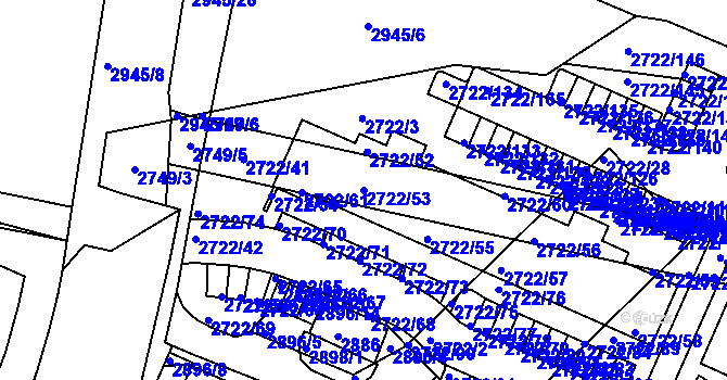 Parcela st. 2722/53 v KÚ Černovice, Katastrální mapa
