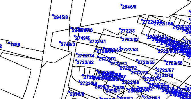 Parcela st. 2722/54 v KÚ Černovice, Katastrální mapa