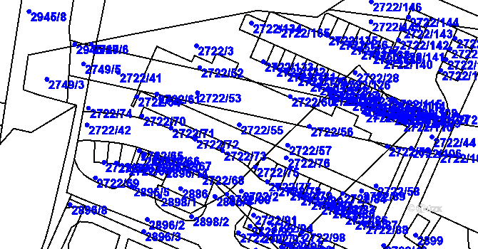 Parcela st. 2722/55 v KÚ Černovice, Katastrální mapa