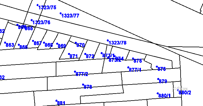 Parcela st. 873/1 v KÚ Černovice, Katastrální mapa