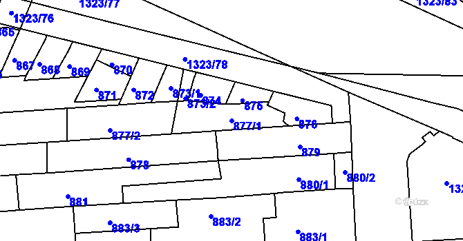 Parcela st. 877/1 v KÚ Černovice, Katastrální mapa