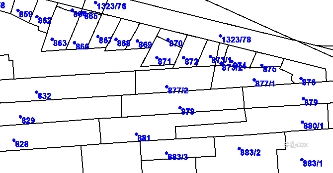 Parcela st. 877/2 v KÚ Černovice, Katastrální mapa
