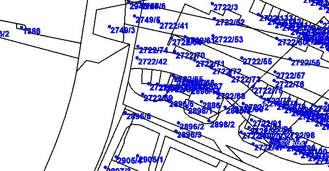 Parcela st. 2722/64 v KÚ Černovice, Katastrální mapa