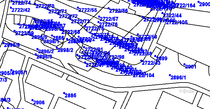 Parcela st. 2722/98 v KÚ Černovice, Katastrální mapa