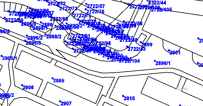 Parcela st. 2722/101 v KÚ Černovice, Katastrální mapa