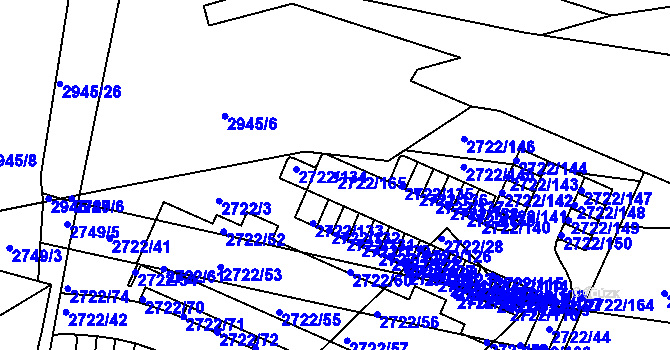 Parcela st. 2722/165 v KÚ Černovice, Katastrální mapa