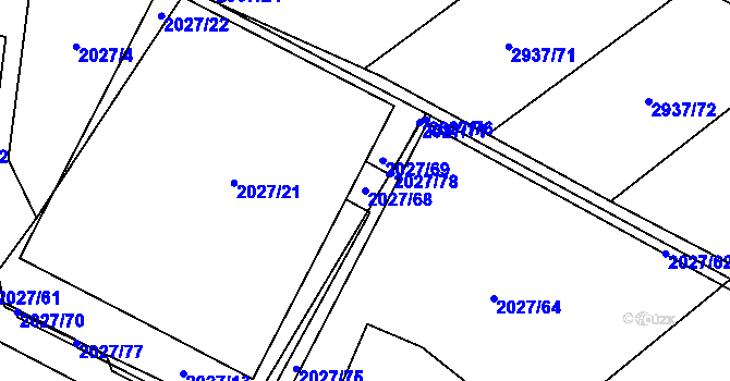 Parcela st. 2027/68 v KÚ Černovice, Katastrální mapa