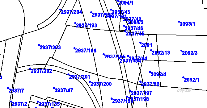 Parcela st. 2937/195 v KÚ Černovice, Katastrální mapa