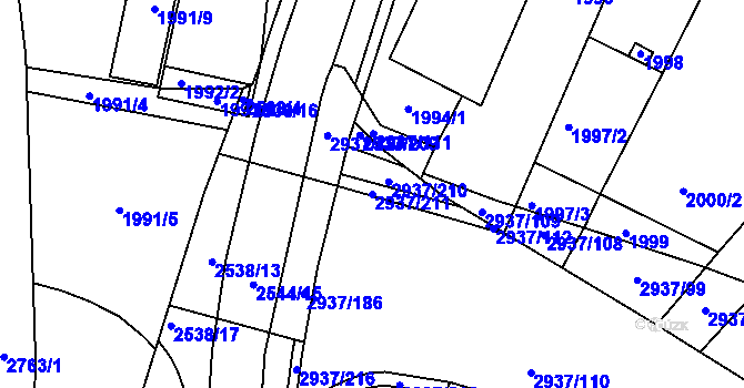 Parcela st. 2937/211 v KÚ Černovice, Katastrální mapa