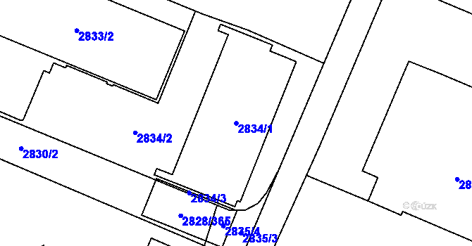 Parcela st. 2834/1 v KÚ Černovice, Katastrální mapa