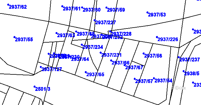 Parcela st. 2937/231 v KÚ Černovice, Katastrální mapa