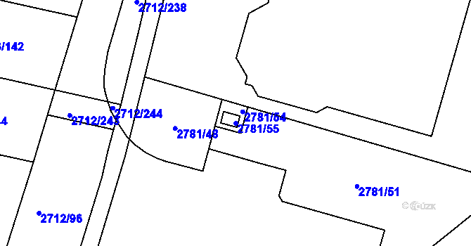 Parcela st. 2781/55 v KÚ Černovice, Katastrální mapa