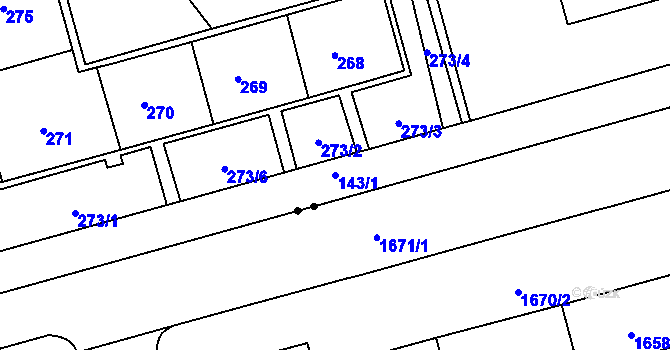 Parcela st. 143/1 v KÚ Ponava, Katastrální mapa
