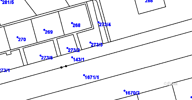Parcela st. 143/5 v KÚ Ponava, Katastrální mapa