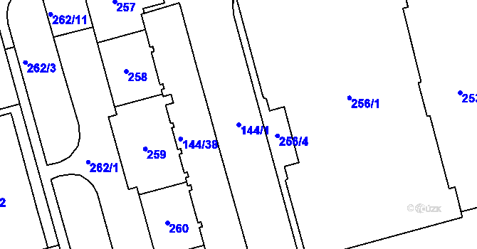 Parcela st. 144/1 v KÚ Ponava, Katastrální mapa