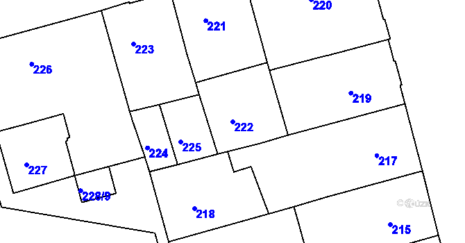 Parcela st. 222 v KÚ Ponava, Katastrální mapa