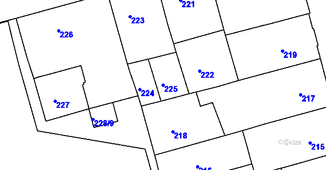 Parcela st. 225 v KÚ Ponava, Katastrální mapa