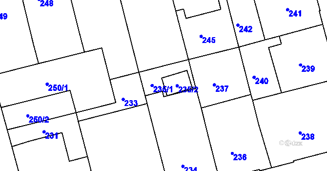 Parcela st. 235 v KÚ Ponava, Katastrální mapa