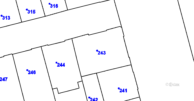 Parcela st. 243 v KÚ Ponava, Katastrální mapa