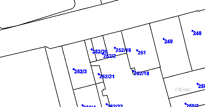 Parcela st. 252/2 v KÚ Ponava, Katastrální mapa